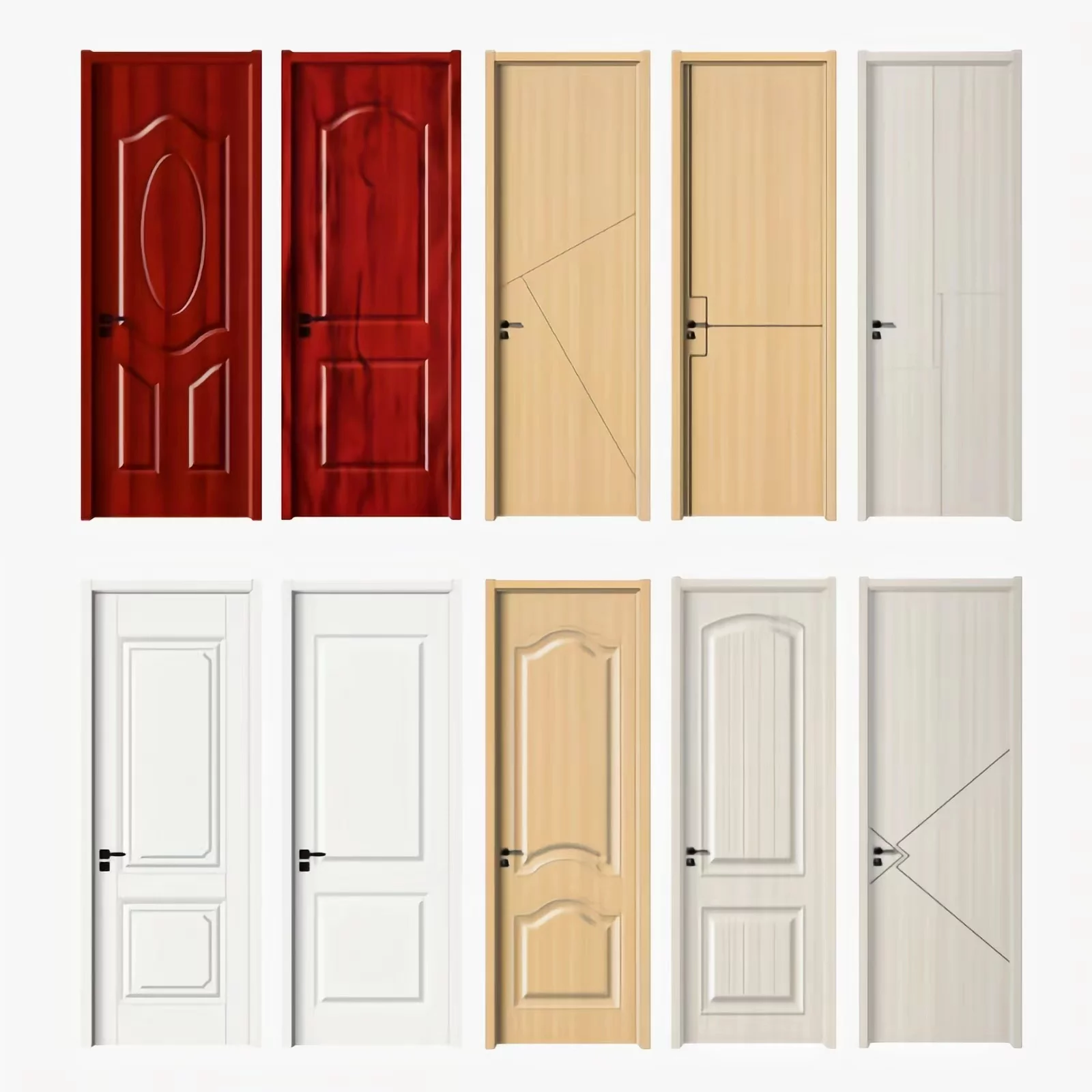 CE & ISO certified waterproof full WPC door, 35-45mm thick, factory direct price, custom sizes/colors/finishes, bulk supplier from China